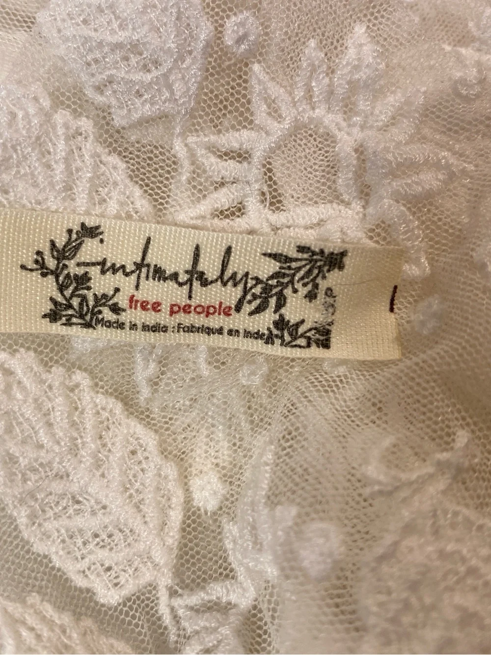 Free People White Floral Lace Top with Sheer Detail